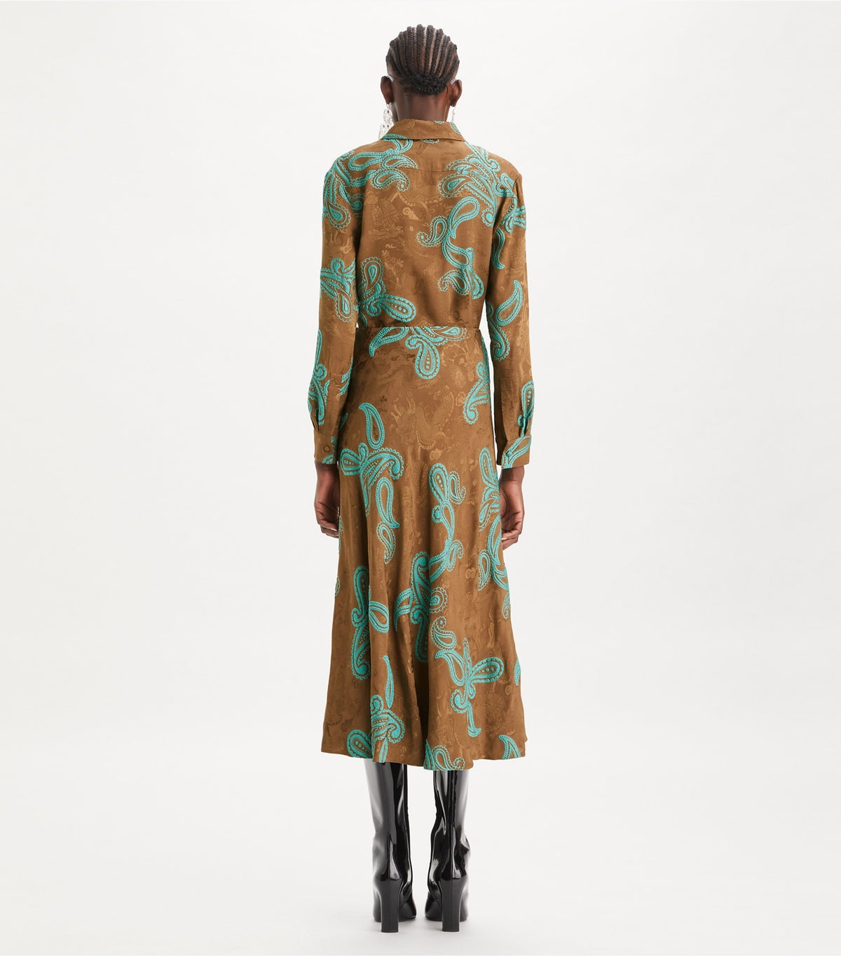 Satin Paisley Skirt - Aqua Stone/Smoked Peppercorn | Tory Burch Featured