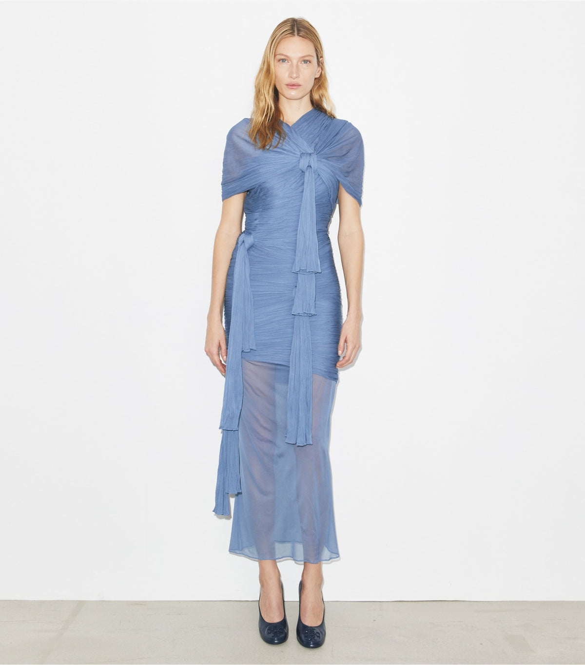 Knotted Viscose Dress - Pale Blue | Tory Burch Great Value