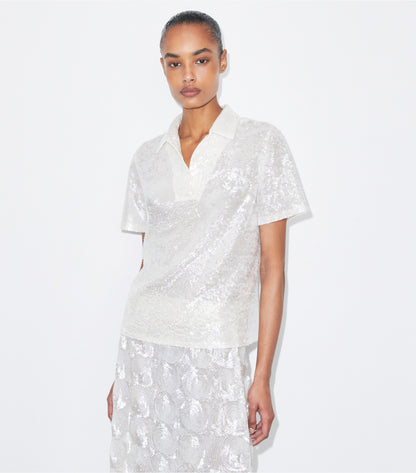 Sequin Embellished Top - Marshmallow | Tory Burch Best Price