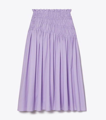 Smocked Cotton Skirt - Lilac Frost | Tory Burch Exclusive