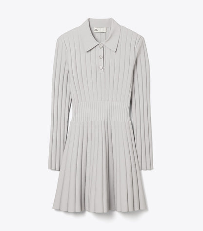 Viscose Knit Polo Dress - Dewy Gray | Tory Burch Trusted
