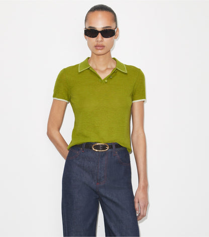 Wool Polo - Bright Green | Tory Burch New