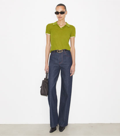 Wool Polo - Bright Green | Tory Burch New
