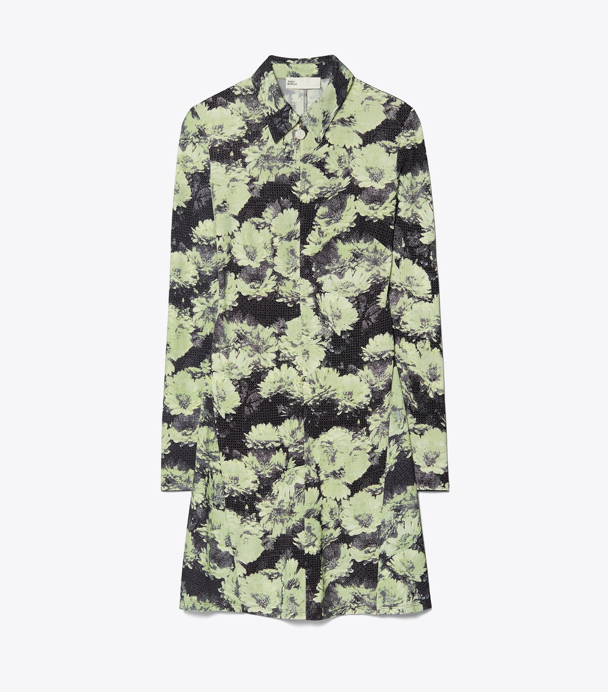 Printed Jersey Polo Dress - Green Pixel Floral | Tory Burch Recommended