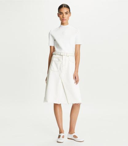 Denim Deconstructed Skirt - White Chalk Wash | Tory Burch Discount