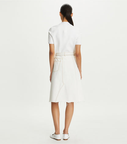 Denim Deconstructed Skirt - White Chalk Wash | Tory Burch Discount