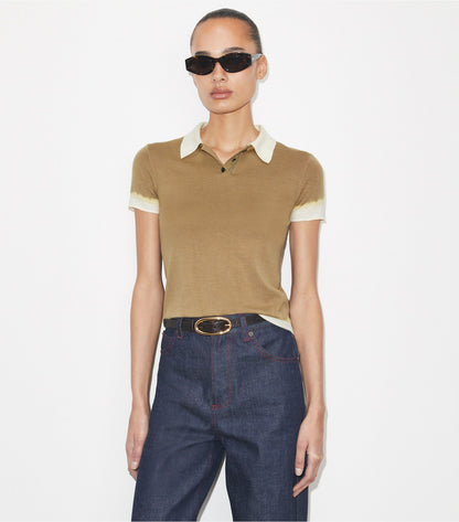 Dip Dye Wool Polo - Olive / White | Tory Burch Value