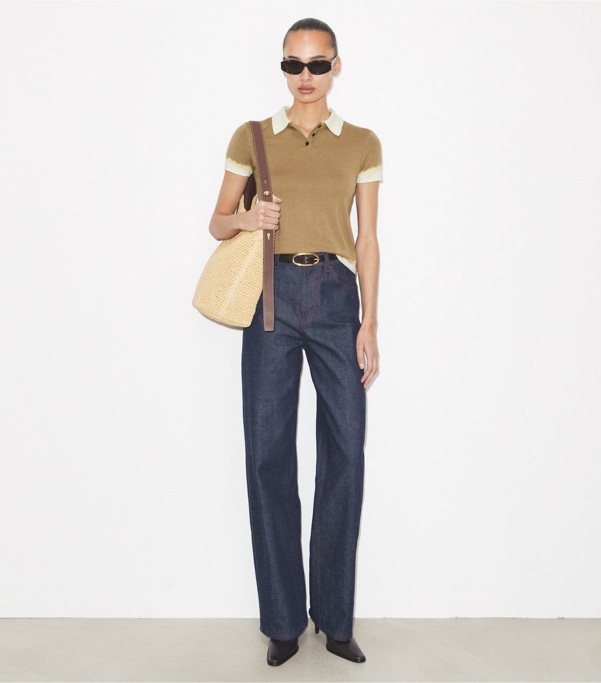 Dip Dye Wool Polo - Olive / White | Tory Burch Value