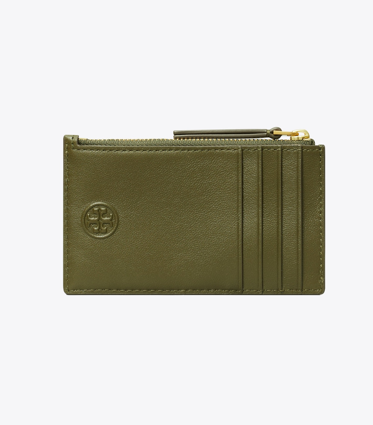Fleming Zip Card Case - Dark Olive | Tory Burch Great Value