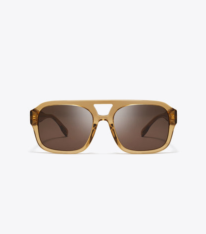 Miller Navigator Sunglasses - Transparent Yellow Brown/Solid Brown | Tory Burch Hot Sale