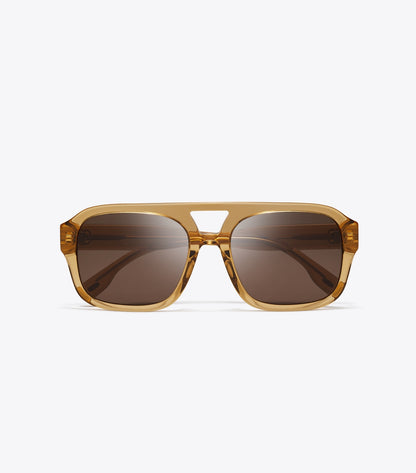 Miller Navigator Sunglasses - Transparent Yellow Brown/Solid Brown | Tory Burch Hot Sale