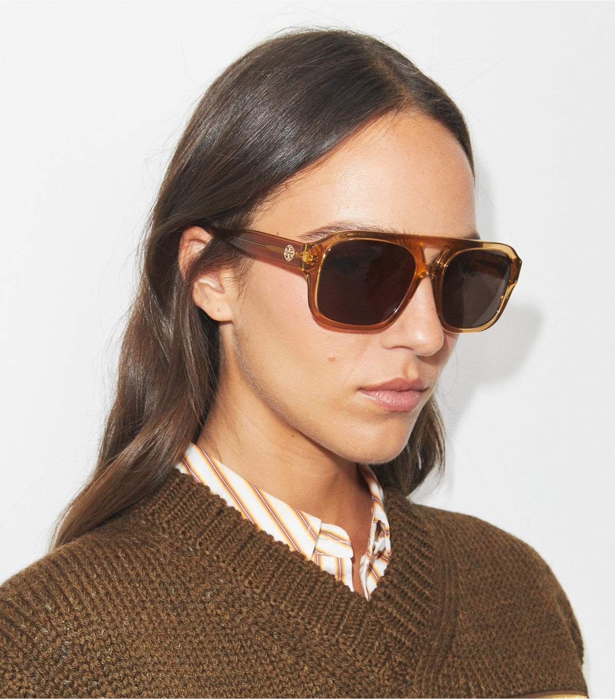 Miller Navigator Sunglasses - Transparent Yellow Brown/Solid Brown | Tory Burch Hot Sale