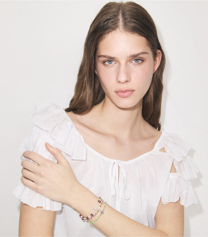 Curiosity Beaded Flower Bracelet - Light Pink | Tory Burch Recommended