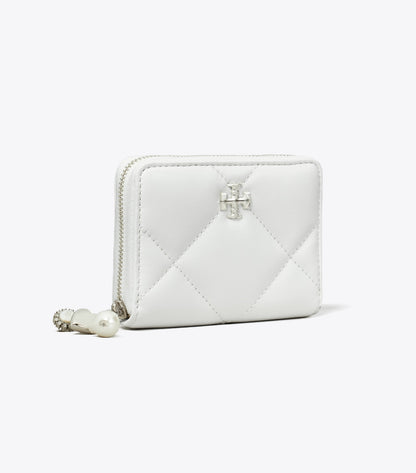 Small Kira Diamond Quilt Distressed Charm Zip-Around Wallet - Blanc | Tory Burch Deals
