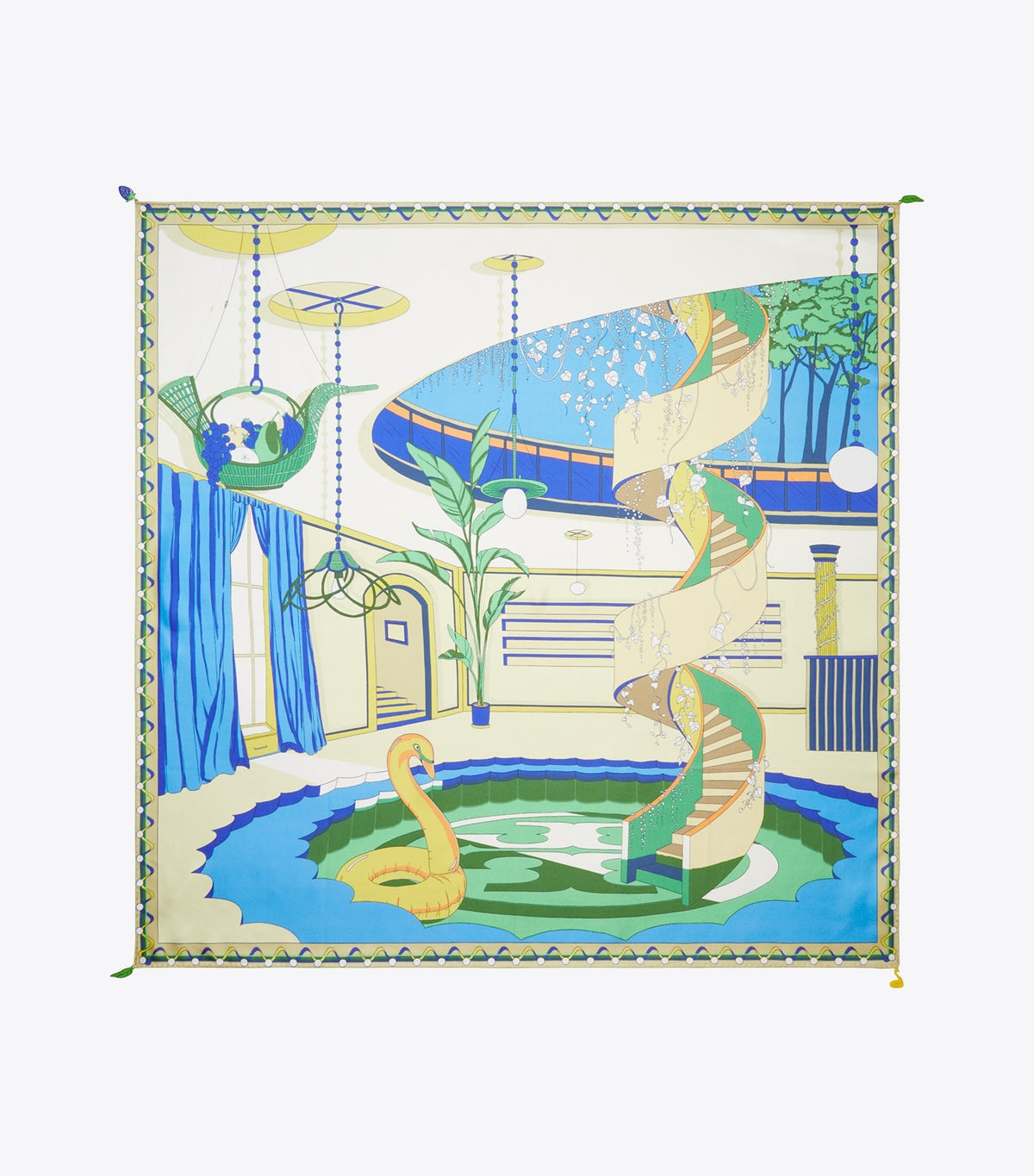 The Pool Silk Square Scarf - The Pool Blue | Tory Burch Everyday