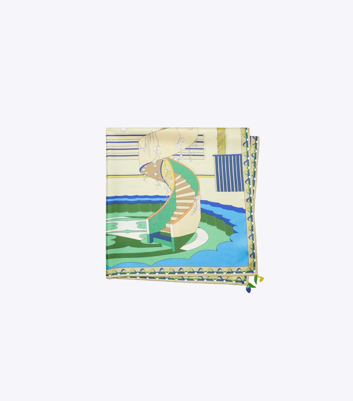 The Pool Silk Square Scarf - The Pool Blue | Tory Burch Everyday