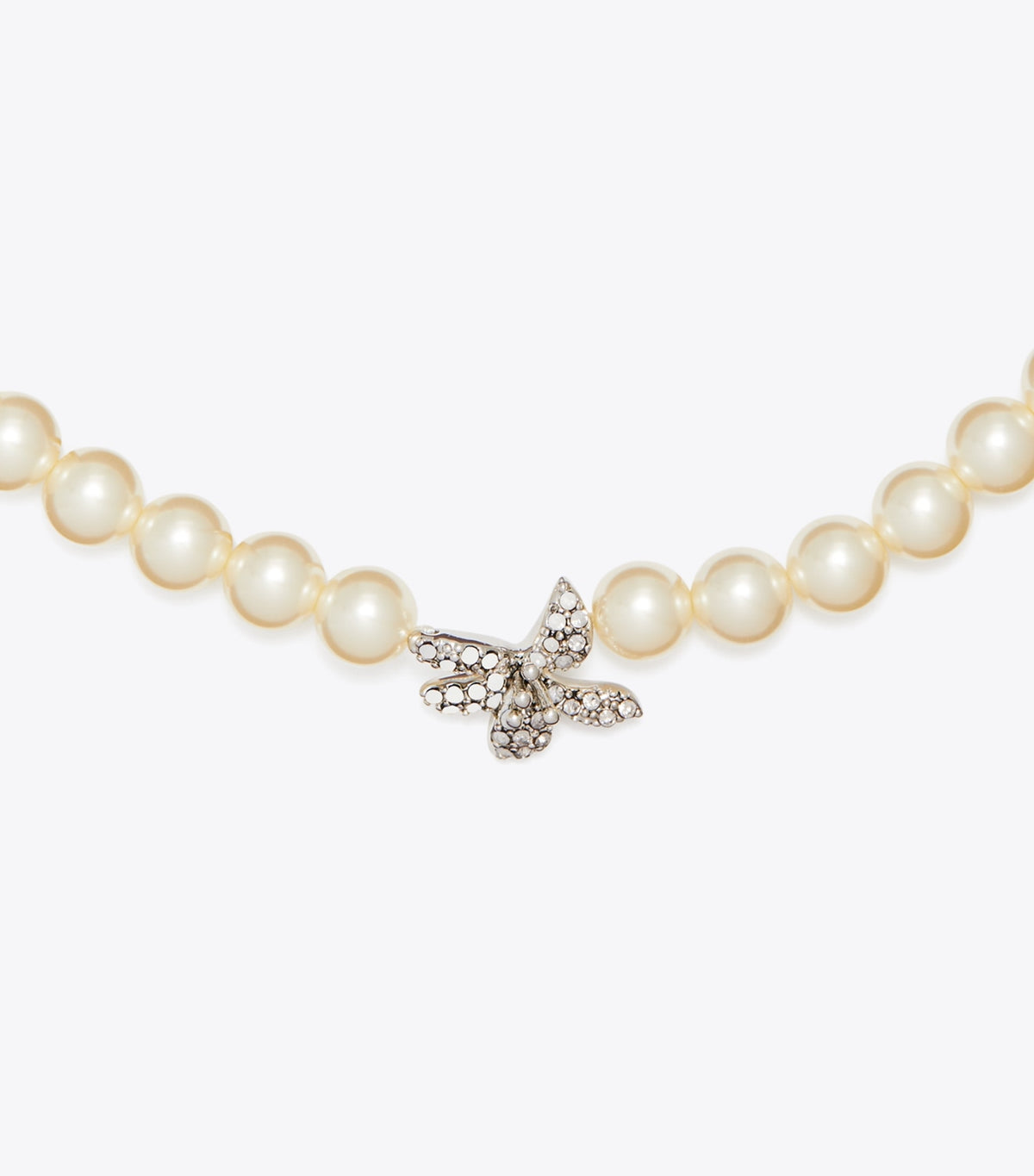 Moondance Pavé Flower Pearl Necklace - Tory Silver / Pearl / Crystal | Tory Burch Exclusive