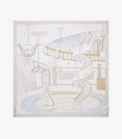 The Pool Silk Square Scarf - The Pool Beige | Tory Burch New