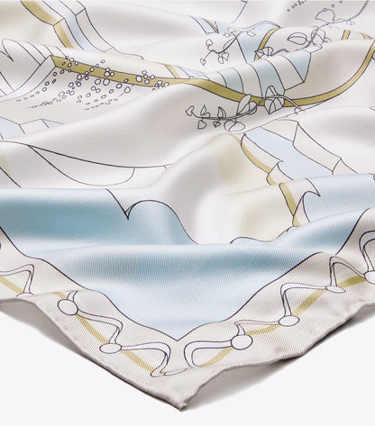 The Pool Silk Square Scarf - The Pool Beige | Tory Burch New