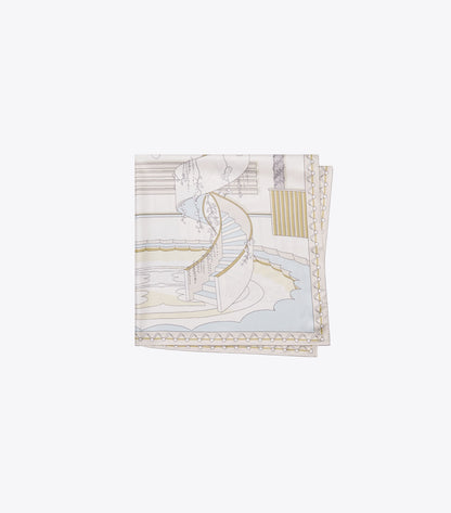The Pool Silk Square Scarf - The Pool Beige | Tory Burch New