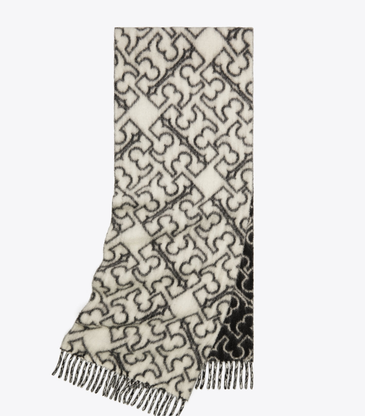 Puzzle Logo Scarf - Black / Ivory | Tory Burch Discount