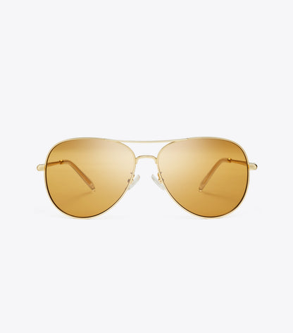 Eleanor Pilot Sunglasses - Gold/Orange | Tory Burch Everyday