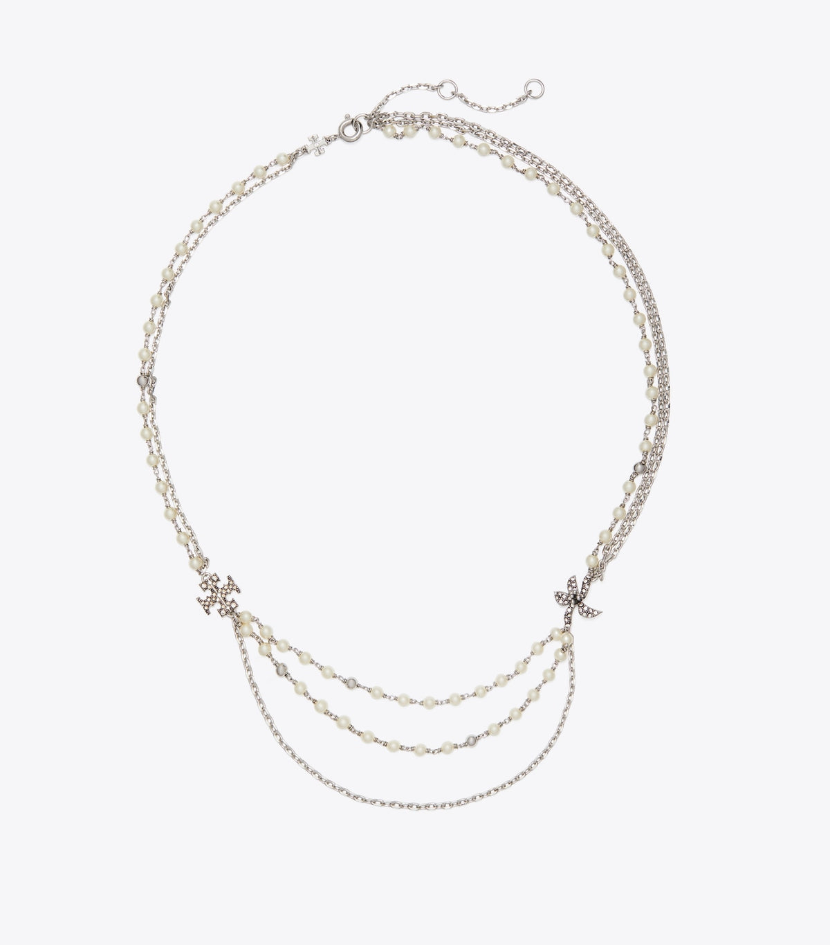 Moondance Multi Strand Pearl Necklace - Tory Silver / Pearl / Crystal | Tory Burch Hot Sale