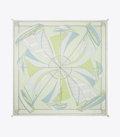 Sailboat Spiral Silk Square Scarf - Mint | Tory Burch Hot Sale
