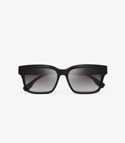 Miller Rectangle Sunglasses - Black/Grey Gradient | Tory Burch Trusted