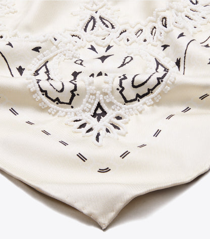 Beaded Bandana Triangle Scarf - Ivory | Tory Burch Quality