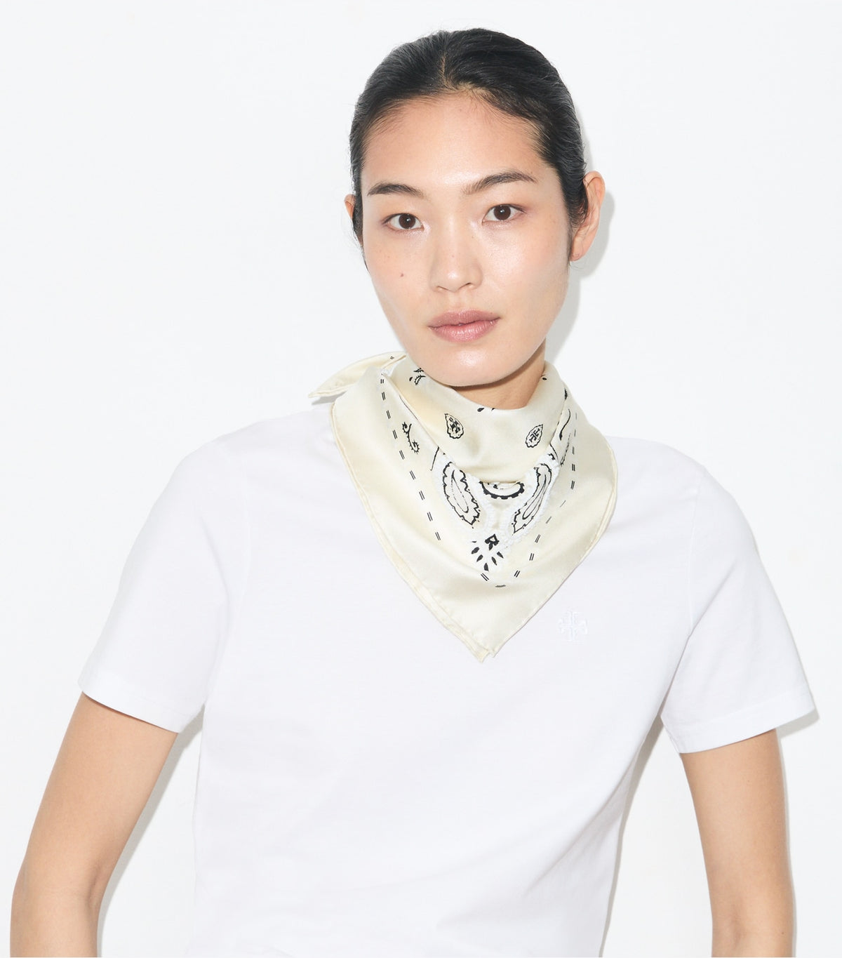Beaded Bandana Triangle Scarf - Ivory | Tory Burch Quality