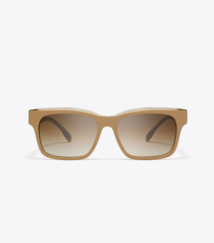 Miller Rectangle Sunglasses - Brown/Crystal/Brown Gradient | Tory Burch Premium