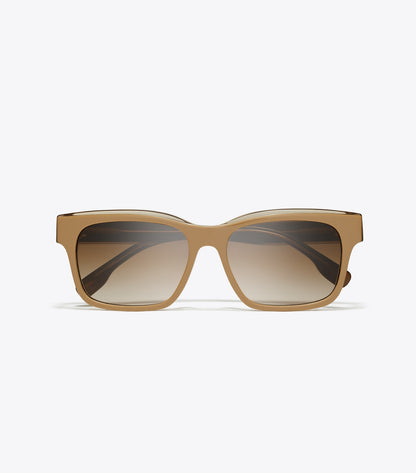 Miller Rectangle Sunglasses - Brown/Crystal/Brown Gradient | Tory Burch Premium