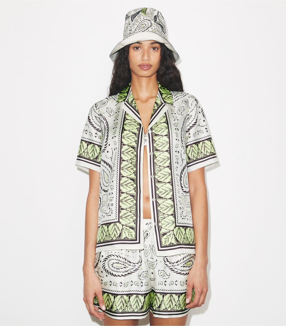Cockatoo Printed Bucket Hat - Mint Cockatoo | Tory Burch Deals