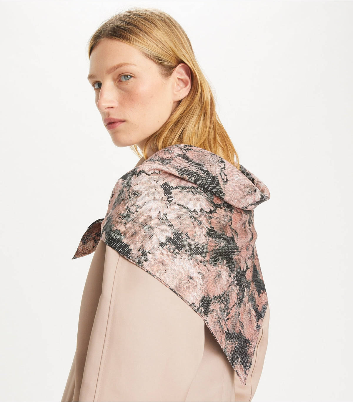 Pixel Flower Silk Square Scarf - Pixel Flower Silk Square Blush | Tory Burch Recommended