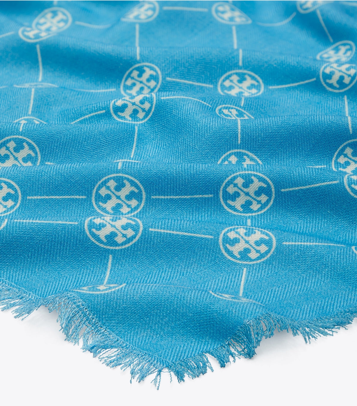T Monogram Oblong Scarf - Blue | Tory Burch Trusted
