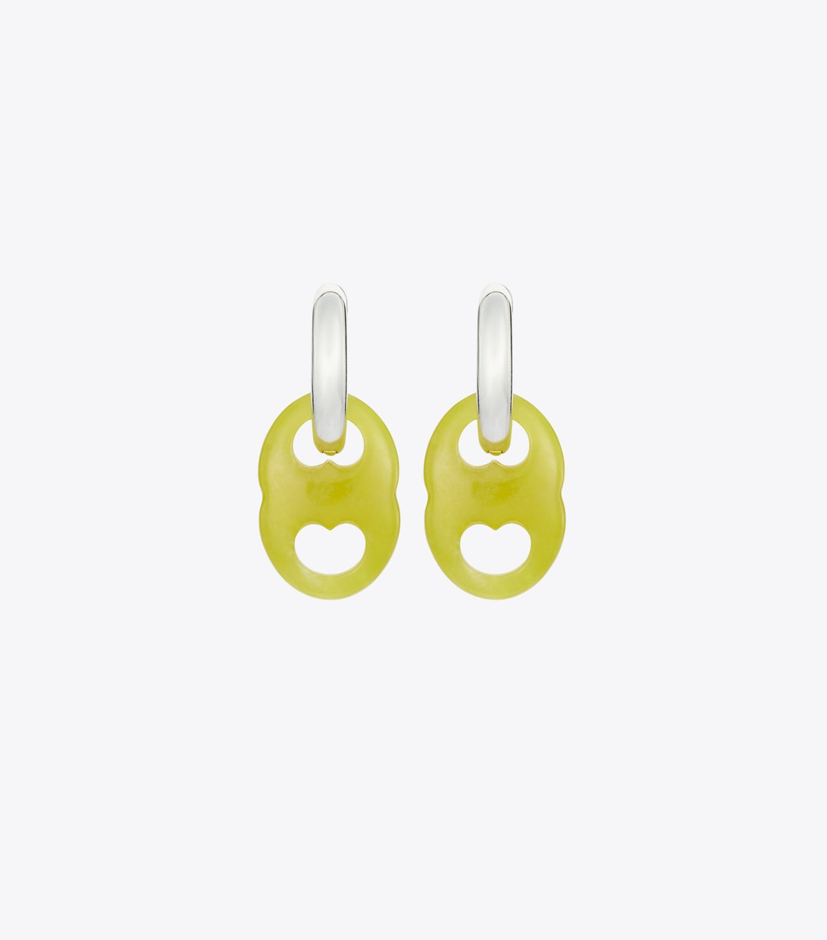 Gemini Link Small Hoop Earrings - Light Silver / Green | Tory Burch Recommended