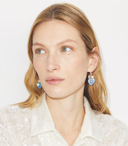 Curiosity Heart and Bow Earrings - Tory Gold / Crystal | Tory Burch Sale