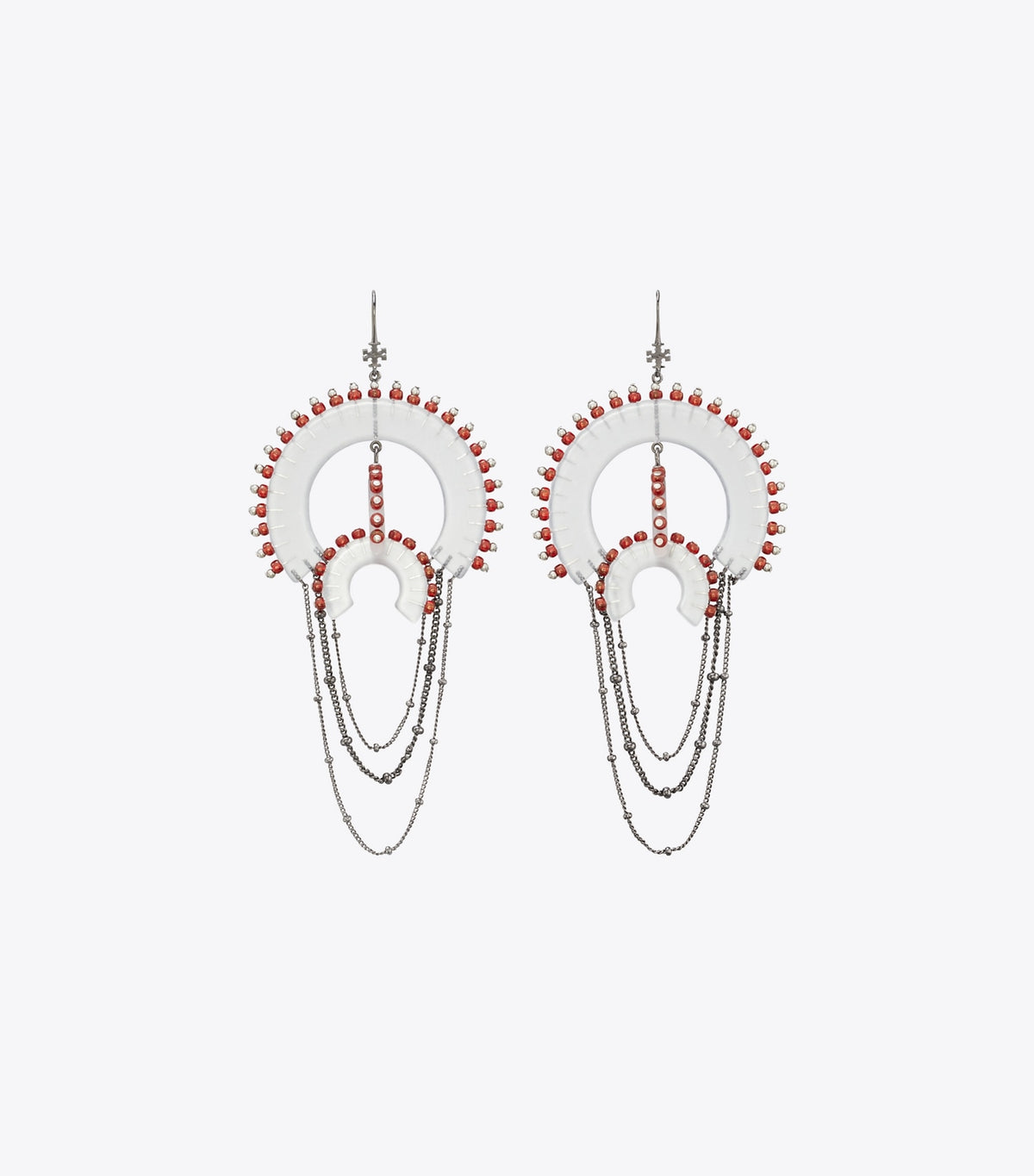 Bead And Resin Chandelier Earrings - Black / Clear | Tory Burch Signature