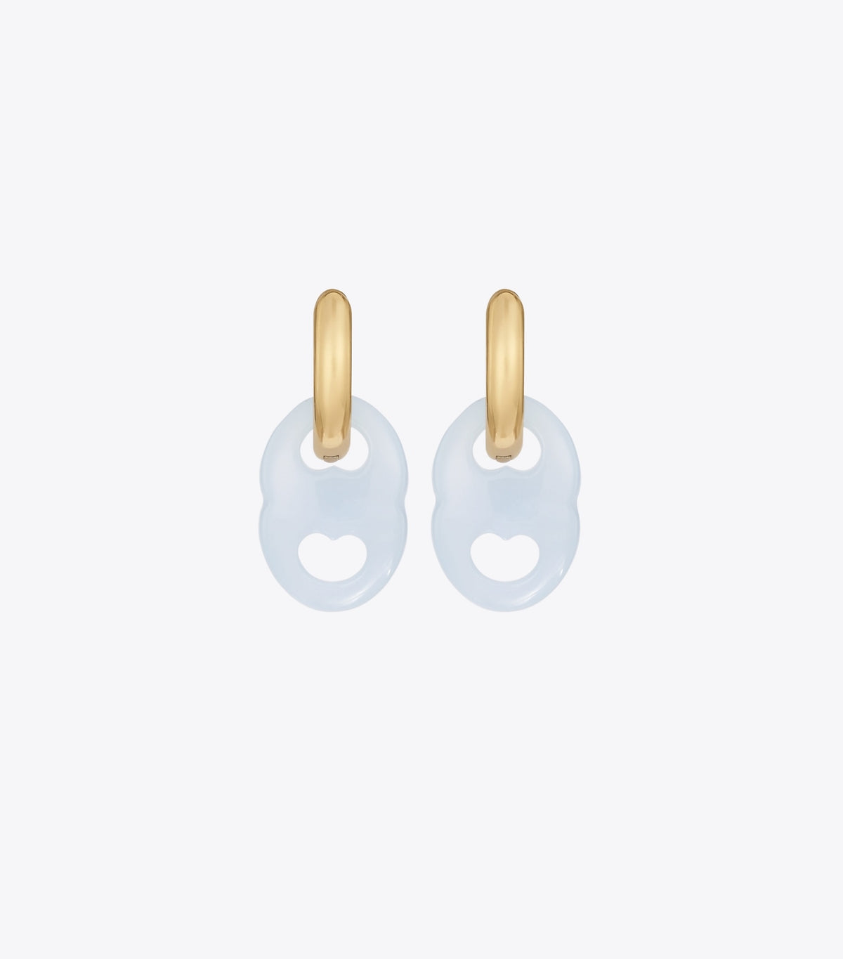 Gemini Link Small Hoop Earrings - Ligh Brass / Light Blue | Tory Burch Trusted