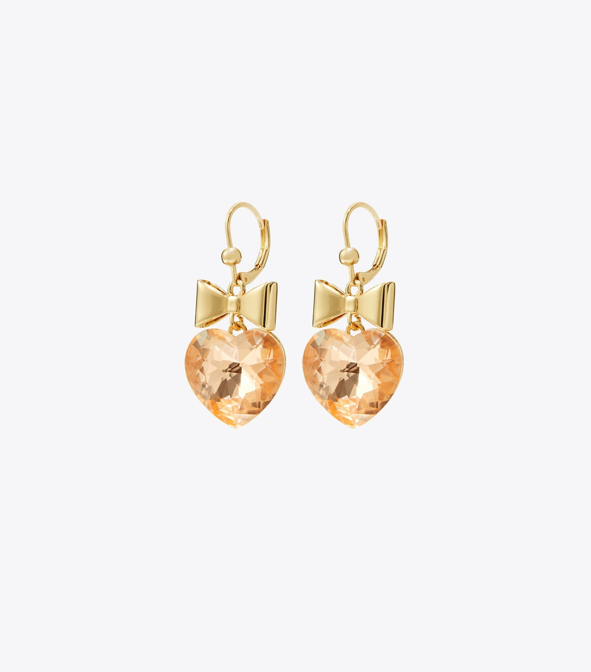 Curiosity Heart and Bow Earrings - Tory Gold / Papaya Pink | Tory Burch Popular