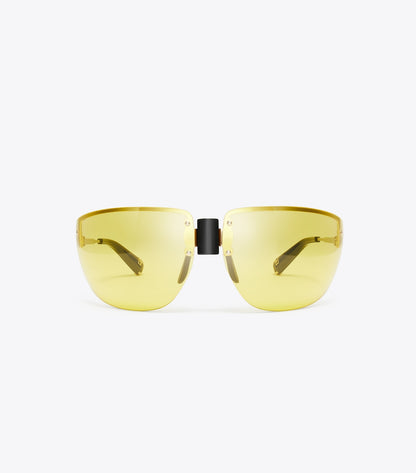 Shield Runway Sunglasses - Shiny Light Gold/Yellow | Tory Burch Hot Sale