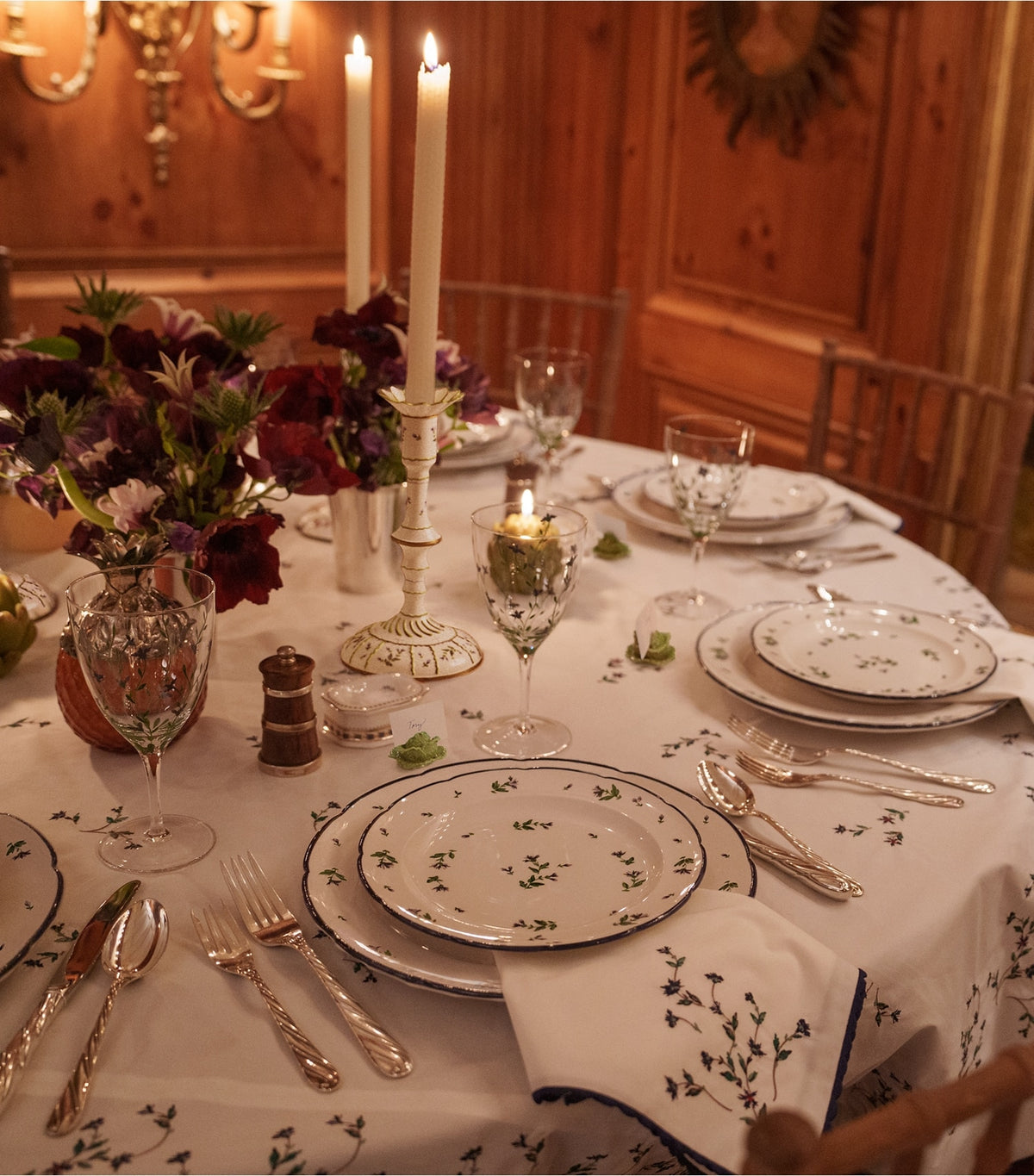 Jolie Fleur Round Tablecloth, 132" - New Ivory | Tory Burch Hot Sale