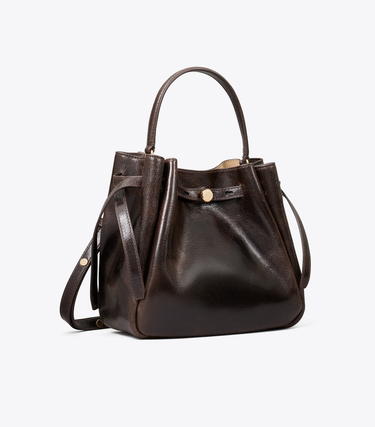 Romy Distressed Bucket Bag - Dark Brown | Tory Burch Featured