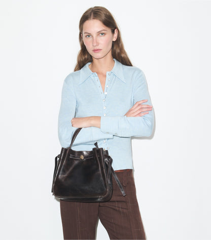 Romy Distressed Bucket Bag - Dark Brown | Tory Burch Featured