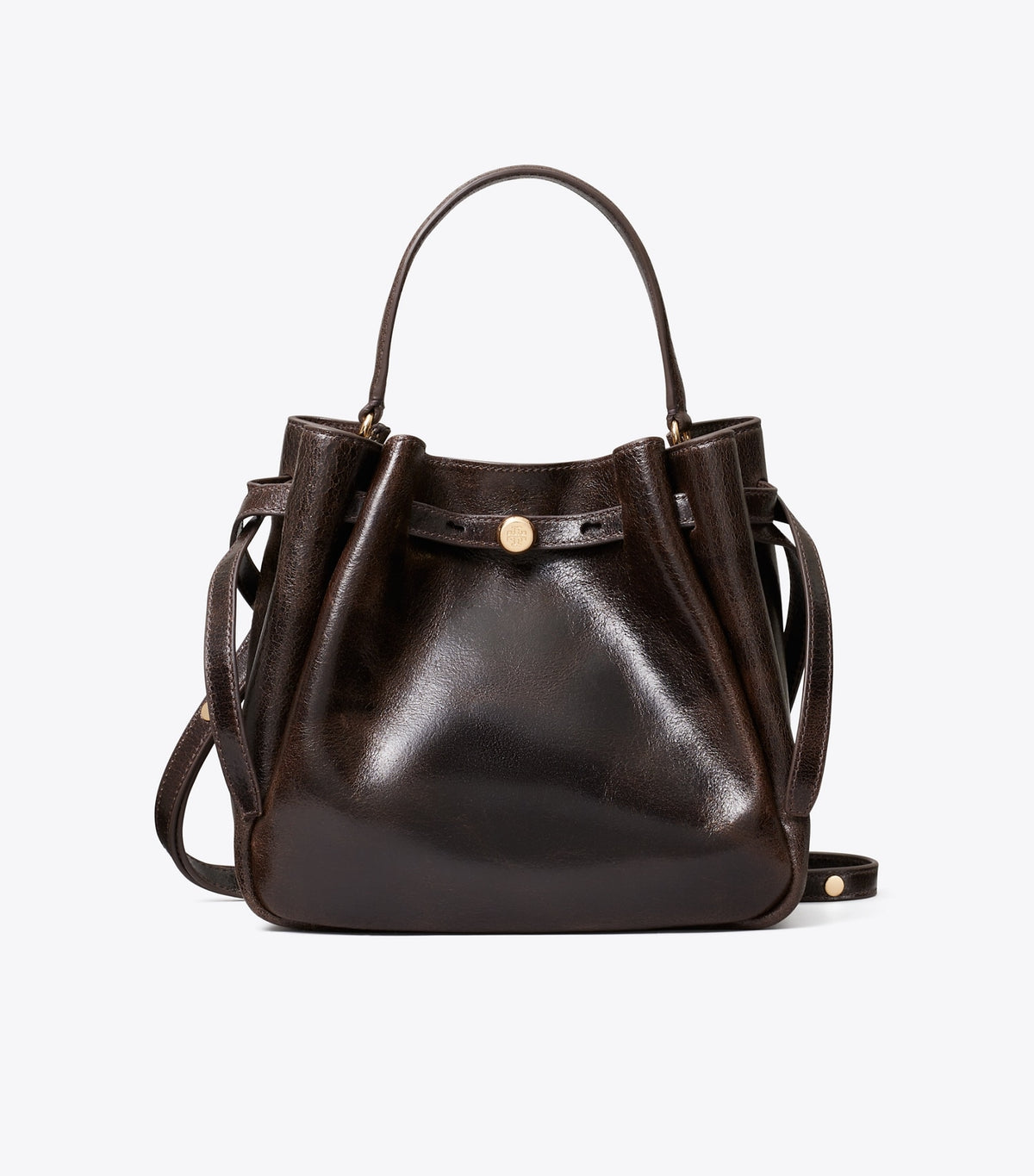 Romy Distressed Bucket Bag - Dark Brown | Tory Burch Featured
