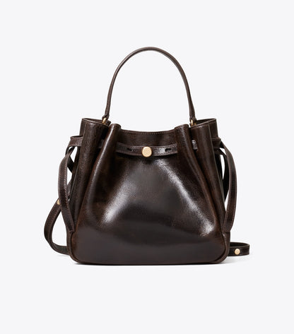 Romy Distressed Bucket Bag - Dark Brown | Tory Burch Featured