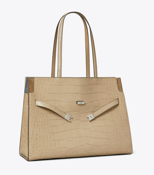 Lee Radziwill Embossed Tote - Ginger Leaf | Tory Burch Quality