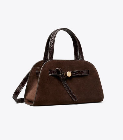 Small Romy Suede Bauletto - Dark Cocoa | Tory Burch Premium