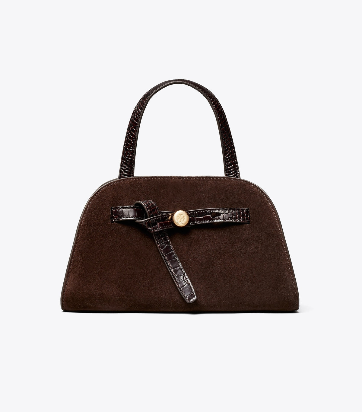 Small Romy Suede Bauletto - Dark Cocoa | Tory Burch Premium